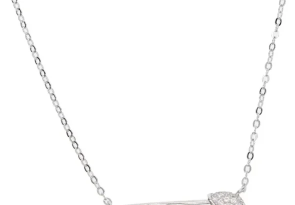 Delicate 925 Sterling Silver Charm Dainty Paper Clip Paved Small Crystal Necklace Safety Pin For Women Girls