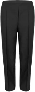 Ladies Half Elasticised Trousers 1/2 Elastic Elasticated Stretch Waist Womens Bottoms Formal Casual Office Work All Occasions Straight Leg Pull On Classic Pants with 2 Side Pockets