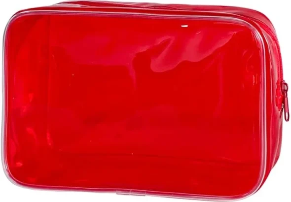 TSA Approved Clear Toiletry Pouch for Travel, Men and Women, Red