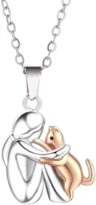 Cat Hug Necklace with Adjustable Chain for Women & Girls