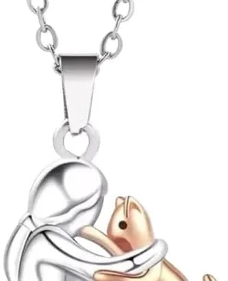 Cat Hug Necklace with Adjustable Chain for Women & Girls