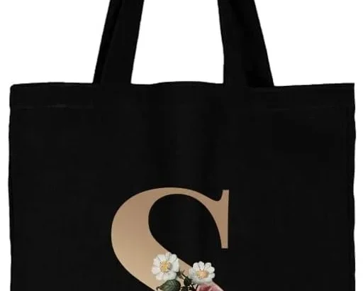 26 Letter Printed Canvas reusable grocery bags, Foldable Casual Travel HandBag, Shoulder Beach Tote Bags, Shopper bag eco friendly super strong washable Storage bags Shopping bag Canvas bag for Women