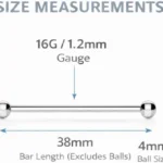 Scaffold Barbell 316L Surgical Steel 1.6mm 38mm