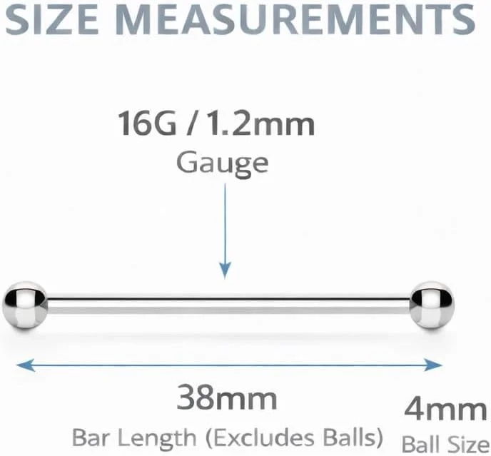 Scaffold Barbell 316L Surgical Steel 1.6mm 38mm