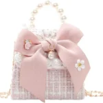 VALICLUD Little Girls Bowknot Purse with Pearl Chain