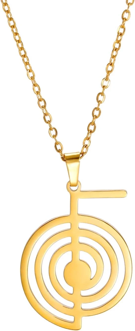 EUEAVAN Cho Ku Rei Reiki Symbol Necklace Cho Ku Rei Energy Symbol Amulet Healing Reiki Pendant for Women Sacred Geometry Necklace Yoga Power Spiral Meditation Jewelry