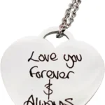 Personalised Handwritten Necklace  Engraved Love Message Pendant  Romantic Valentines Day, Anniversary or Wife & Girlfriend Gift