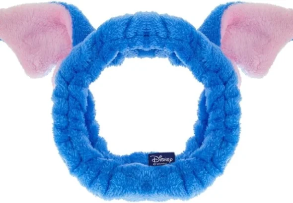 Stitch Make up Spa Headband Disney | MAD Beauty | Cosmetic Fluffy Ears Denim Character | Elastic Accessories Super Soft & Gentle | Cute Skincare Gift for Women, Adults - Blue