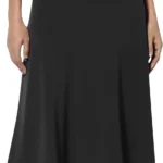 Midi Skirts for Women UK Elasticated Waist Skirts Ladies Pleated A Line Knee Length Jersey Pencil Skirt Casual Summer Swing for Office Work Holiday Skirt