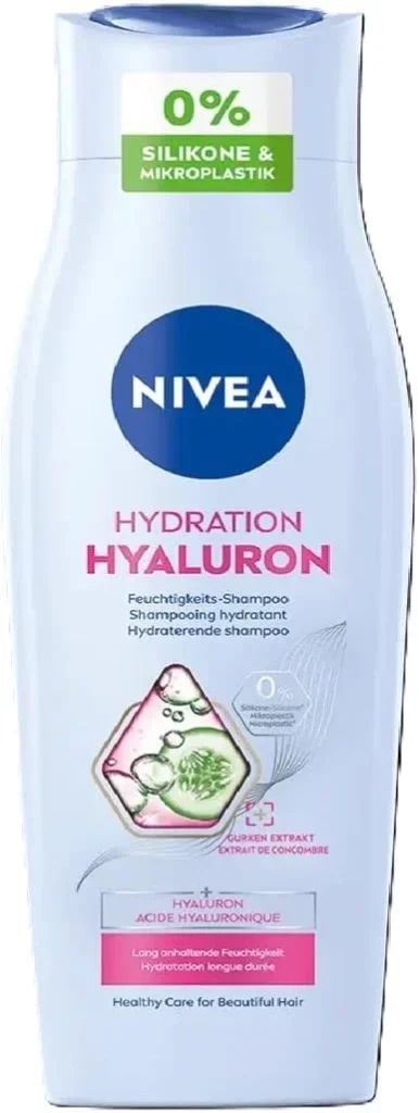 NIVEA Hydration Hyaluronic Moisturising Shampoo, Hair Care for Dry Hair with Hyaluron, Vegan Hair Shampoo without Silicone for Natural Shine (250 ml)
