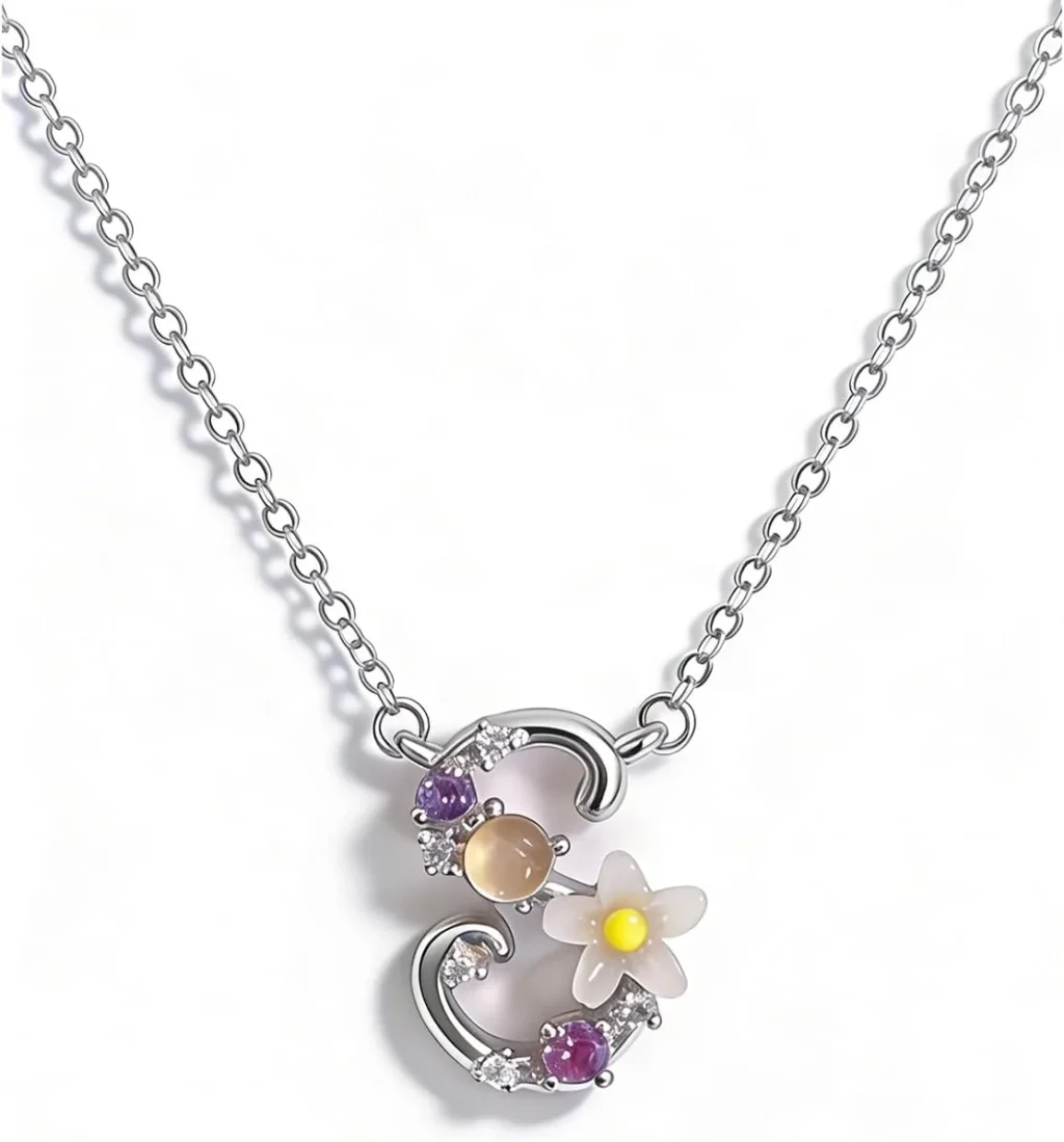 Initial Necklaces for Women, Personalised Pendant Necklace, Ladies Jewellery, Gifts for Birthdays Anniversaries Valentines Mothers Day Weddings Friendship Engagement B