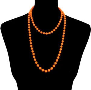 80s Style Necklace 48in Plastic Neon Orange Bead
