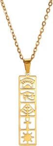 EUEAVAN Cartouche Pendant Necklace for Women Eye of Horus/Ankh Cross Necklace Cartouche Personalized Name Necklace Hieroglyph Ancient Egyptian Amulet Jewelry Gift