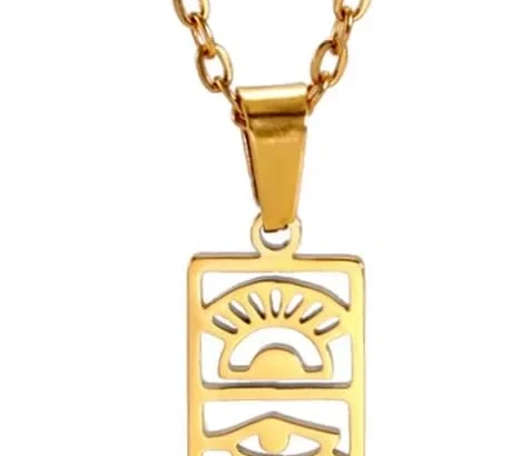 EUEAVAN Cartouche Pendant Necklace for Women Eye of Horus/Ankh Cross Necklace Cartouche Personalized Name Necklace Hieroglyph Ancient Egyptian Amulet Jewelry Gift
