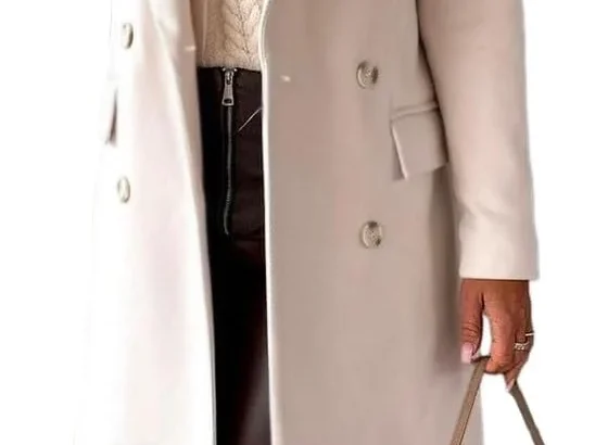 IDEALSANXUN Womens Long Wool Coat Double Breasted Trench Coat Fall Winter Clothes