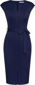 GRACE KARIN Women Bodycon Dress Cap Sleeve Business Dresses with Belt Formal Dress
