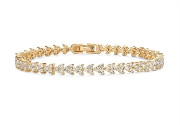 PAVOI 14K Gold Plated Tennis Bracelets for Women - Bezel Set Cubic Zirconia Bracelet - Simulated Diamonds Round, Trillion, Trinity, Radiant, Pear, Valentines Day Heart Cut Stones Wedding Jewelry Gifts