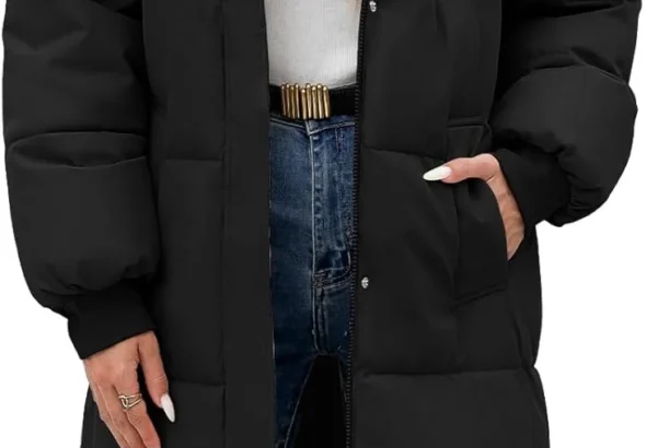 Vancavoo Women's Long Puffer Coat with Hood