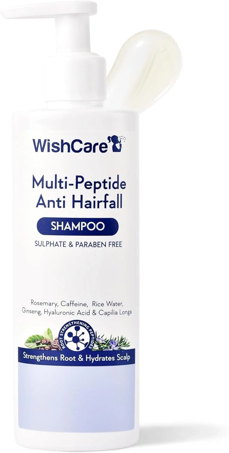 WishCare Multi Peptide Anti Hairfall Shampoo  Paraben & Sulphate Free Shampoo for Women & Men with Rice Water, Rosemary, Hyaluronic Acid & Caffeine for Hairfall Control 250ml
