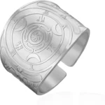VASSAGO Wheel of Hecate Ring Stainless Steel Strophalos Triple Moon Goddess Ring Adjustable Open Band Pagan Wicca Amulet Jewelry for Women Men