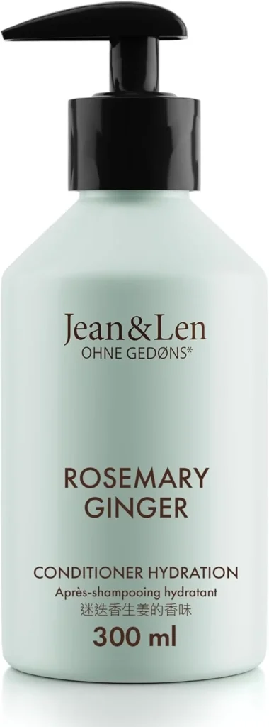 Jean&Len Conditioner Hydration Rosemary & Ginger, for Dull and Lacklustre Hair, Intensively Nourishes and Improves Combability, Conditioner with Spicy Scent, Paraben- and Silicone-Free, 300 ml