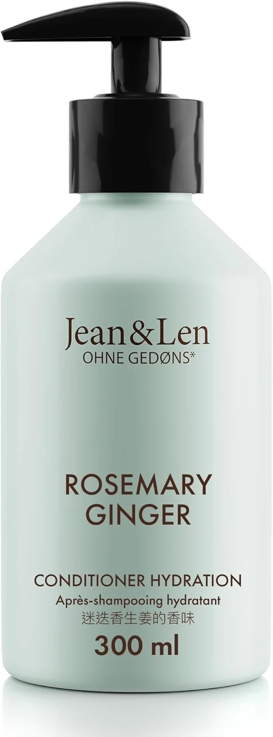 Jean&Len Conditioner Hydration Rosemary & Ginger, for Dull and Lacklustre Hair, Intensively Nourishes and Improves Combability, Conditioner with Spicy Scent, Paraben- and Silicone-Free, 300 ml