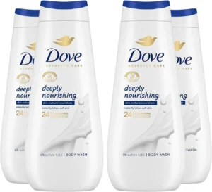 Dove Advanced Care Sulphate Free Body Wash for Women Made with Skin-Natural Nourishers and Micromoisture Provides 24 Hours Renewing Lotion-Soft Softer Skin, 400ml Pack of 4