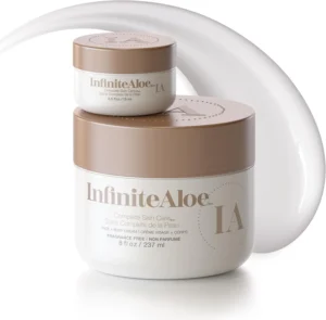 Aloe Vera Body & Face Moisturizer  Fragrance Free Face Cream, Body Cream, Hand Lotion for Dry Skin  1 Large Jar (8 Oz.) & 1 Travel Jar (0.5 Oz.)  Full Body Lotion for Skin Care by InfiniteAloe