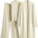 Loungewear Sets for Women 3 Pieces Casual Knit Co Ord Sets Long Cardigans Sleeveless Jumpers Wide Leg Pants Tracksuits Autumn Warm Outfits