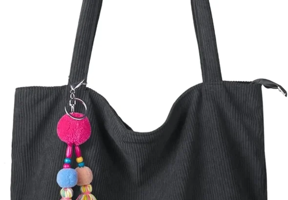 FITDON Corduroy Totes Bag with Zip, Shoulder Bags Handbags Women's Hobos Large Capacity Shopping Bag with Inner Pocket for Work School Beach Travel