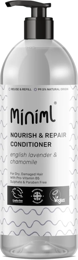 Miniml Natural English Lavender and Chamomile Conditioner - Nourish and Repair - For Dry, Damaged Hair with Pro-Vitamin B5 - Sulphate and Paraben Free, Vegan and Cruelty Free - 1L Bottle