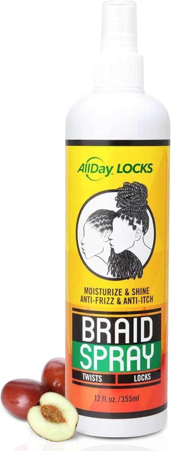 AllDay Locks Braid Spray - Refreshing Hydration for Braids, Dreadlocks, and More, Hydrating Hair Care for Braiding, Moisturizing Spray for Women and Men, Alleviates Itchy & Dry Scalp - 12 oz Bottle