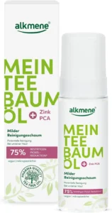 Alkmene Tea Tree Oil Cleaning Foam for Blemished Skin - Cleansing Foam for Face and Body Vegan, No Silicone, Parabens and Mineral Oil - Skin Care for Women and Men (1 x 200 ml)