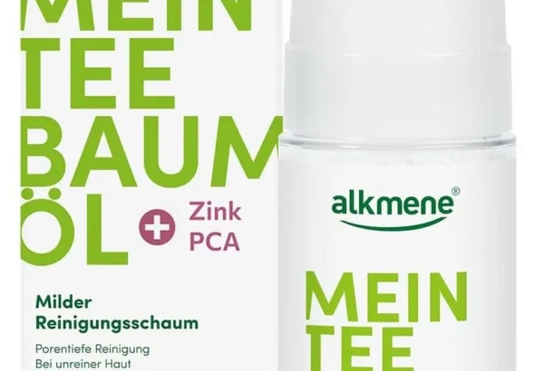 Alkmene Tea Tree Oil Cleaning Foam for Blemished Skin - Cleansing Foam for Face and Body Vegan, No Silicone, Parabens and Mineral Oil - Skin Care for Women and Men (1 x 200 ml)