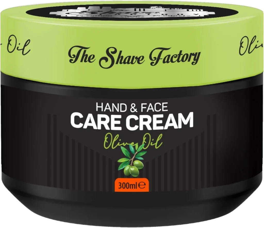 The Shave Factory Hand and Face Cream Olive Oil 300ML - Hydration, Nourishes Dry Skin, Suitable For Daily Use. Fast Absorption, For Hands and Face. Skin Care For Men and For Women