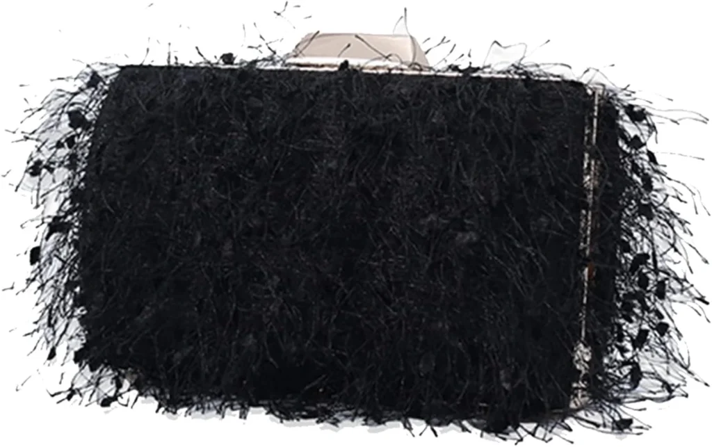 Small Fluffy Clutch Purse with Detachable Chain
