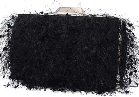 Small Fluffy Clutch Purse with Detachable Chain