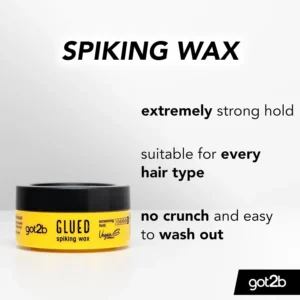 got2b Glued Spiking Wax 75 ml, Spiking Wax with Ultra Strong Hold, For Moldable, Tough Looks, With Screaming Hold, Vegan Formula