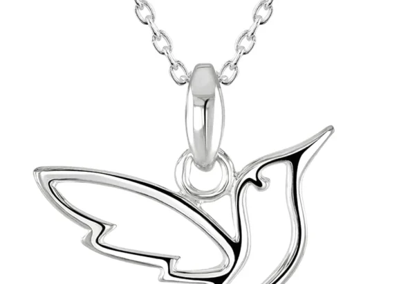Dew Humming Bird Pendant 18" Necklace  Sterling Silver, Cute and Fun Animal Outline Pendant