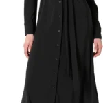 Amazon Essentials Women's Regular Fit Long Sleeve Matte Jersey Collared Smart Midi Shirt Dress