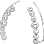 Sterling Silver Ball Climber Earrings for Women
