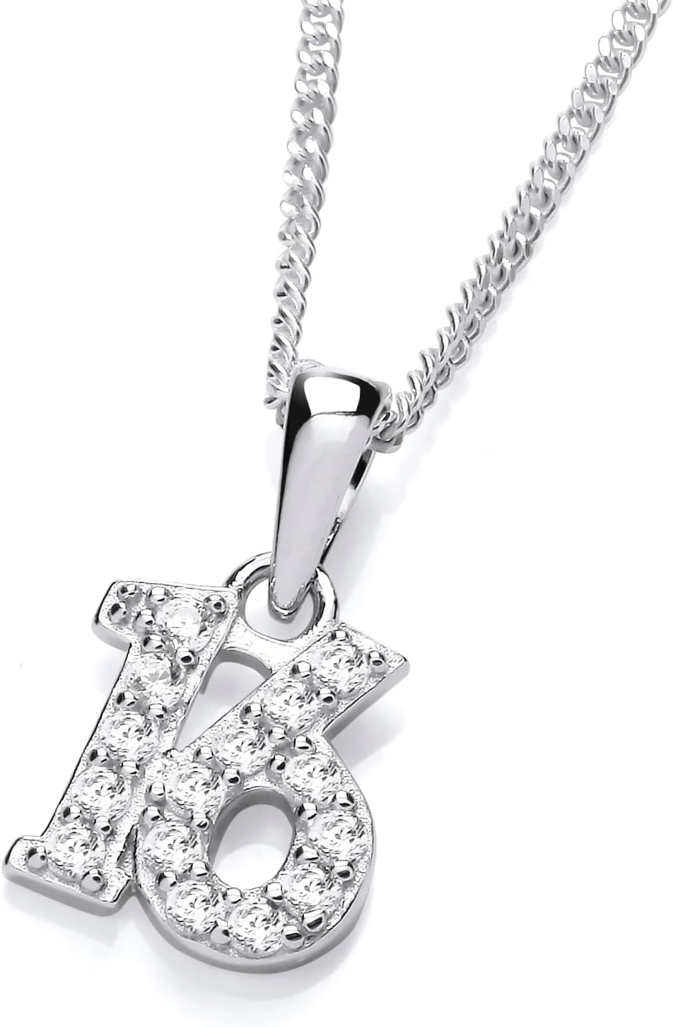 16th Birthday Necklace in 925 Sterling Silver with Adjustable Chain