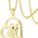 Squirrel Necklace Stainless Steel Heart Gift for Animal Lovers