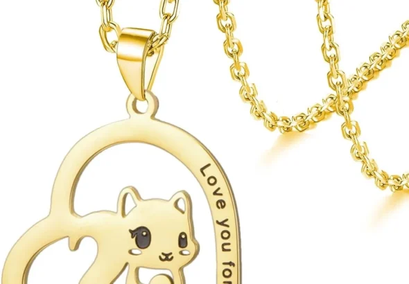 Squirrel Necklace Stainless Steel Heart Gift for Animal Lovers