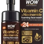 WOW Skin Science Vitamin C Face Wash W/Face Brush - Foaming Facial Cleanser - Facial Skin Care Products-Acne Face Wash For Women - Exfoliating Face Wash Scrub For Men (Clear, 5.1 Fl Oz (Pack Of 1))