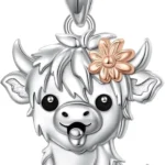 Flyow Animal Necklace 925 Sterling Silver Cute Highland Cow/Capybara/Cat/Robin Bird Pendant Necklace Hypoallergenic Animal Jewelry Gift for Women Girls