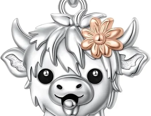 Flyow Animal Necklace 925 Sterling Silver Cute Highland Cow/Capybara/Cat/Robin Bird Pendant Necklace Hypoallergenic Animal Jewelry Gift for Women Girls