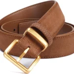 Wide Suede Belt for Women with Square Gold Buckle