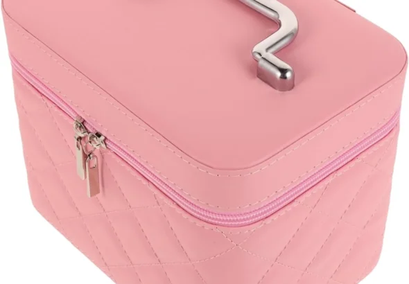 Happyyami Portable Cosmetic Case Organizer for Travel Stylish Small Vanity Bag Zipper Closure for Women Makeup Storage and Organization