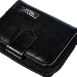 Small Black Leather Zip Around Purse with RFID Protection
